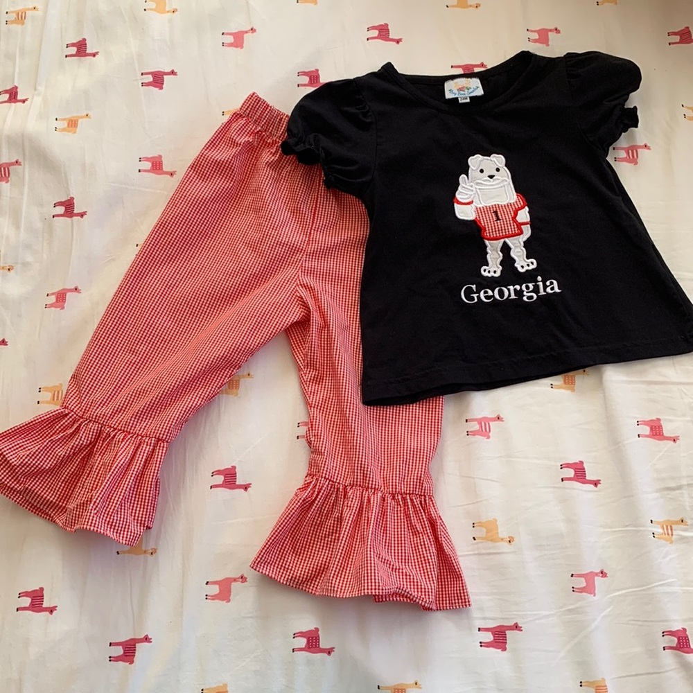 Busy Bee Smocks Georgia UGA Hairy Dawg Set size 24M